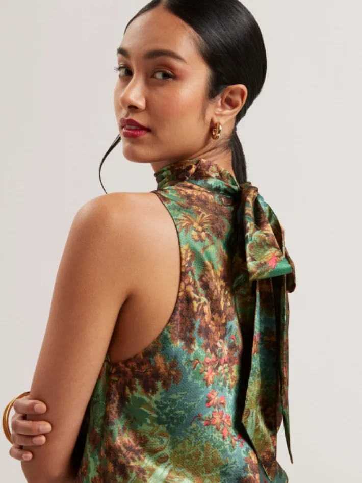kalnaa_printed_satin_high_2.webp Kalnaa Printed Satin High Neck Sleeveless Top<Ted Baker Shop