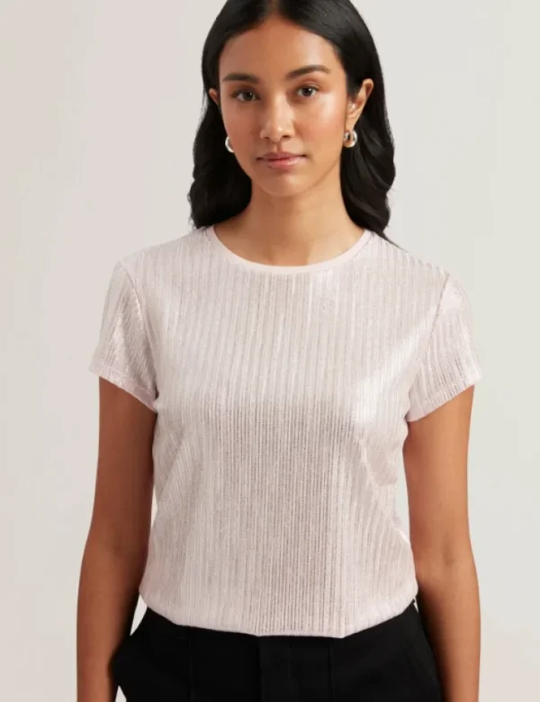 Katrino Ribbed Metallic Fitted T-Shirt<Ted Baker Shop