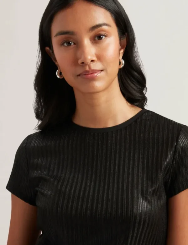 Katrino Ribbed Metallic Fitted T-Shirt<Ted Baker Sale