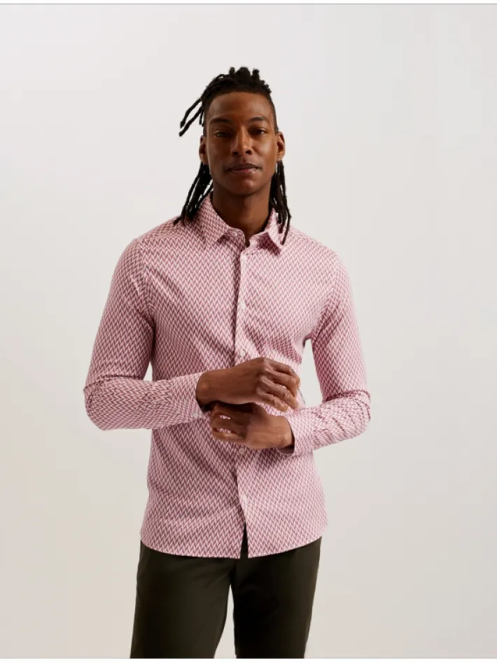 laceby_geometric_print_lo_0-1.webp Laceby Geometric Print Long Sleeve Slim Shirt<Ted Baker Shop