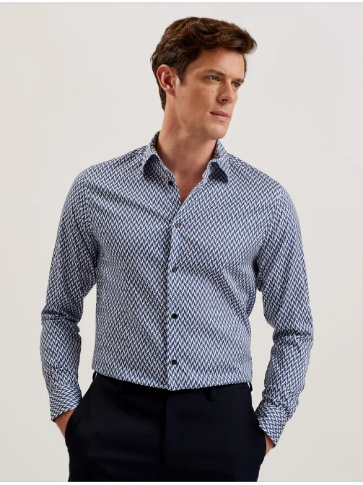 laceby_geometric_print_lo_0.webp Laceby Geometric Print Long Sleeve Slim Shirt<Ted Baker Sale