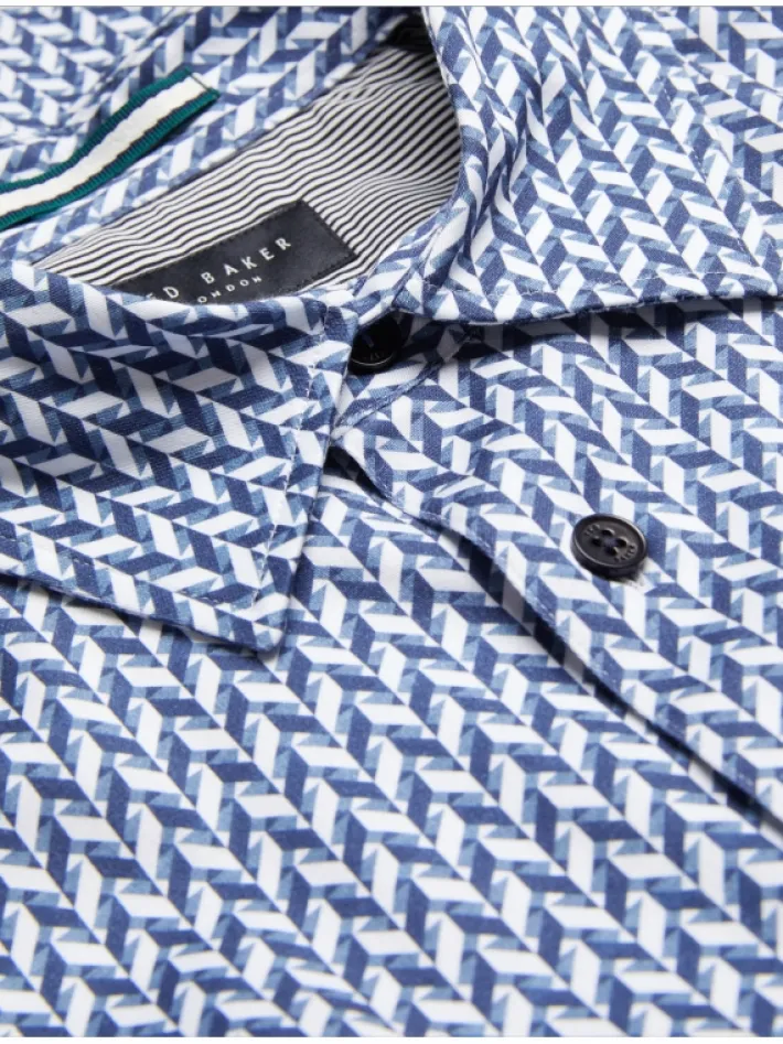 laceby_geometric_print_lo_5.webp Laceby Geometric Print Long Sleeve Slim Shirt<Ted Baker Sale