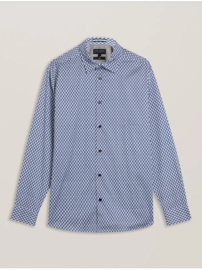 laceby_geometric_print_lo_6.webp Laceby Geometric Print Long Sleeve Slim Shirt<Ted Baker Sale