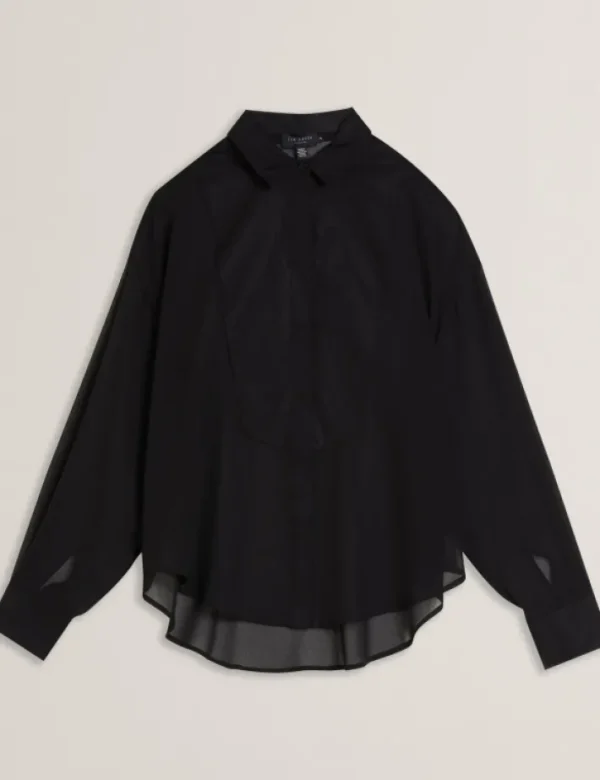 Lechosa Bib Front Sheer Long Sleeve Blouse<Ted Baker New