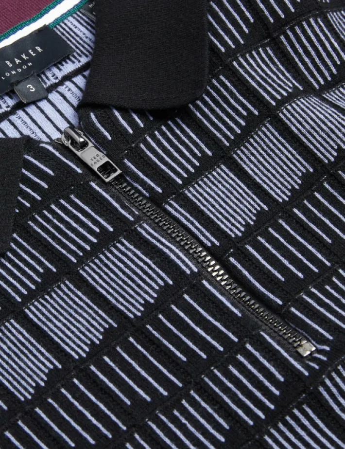 levers_ombre_jacquard_zip_2.webp Levers Ombre Jacquard Zip Neck Polo Shirt<Ted Baker Discount