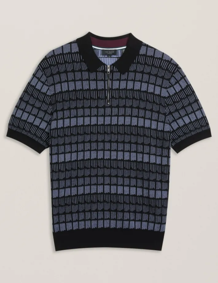 levers_ombre_jacquard_zip_6.webp Levers Ombre Jacquard Zip Neck Polo Shirt<Ted Baker Discount