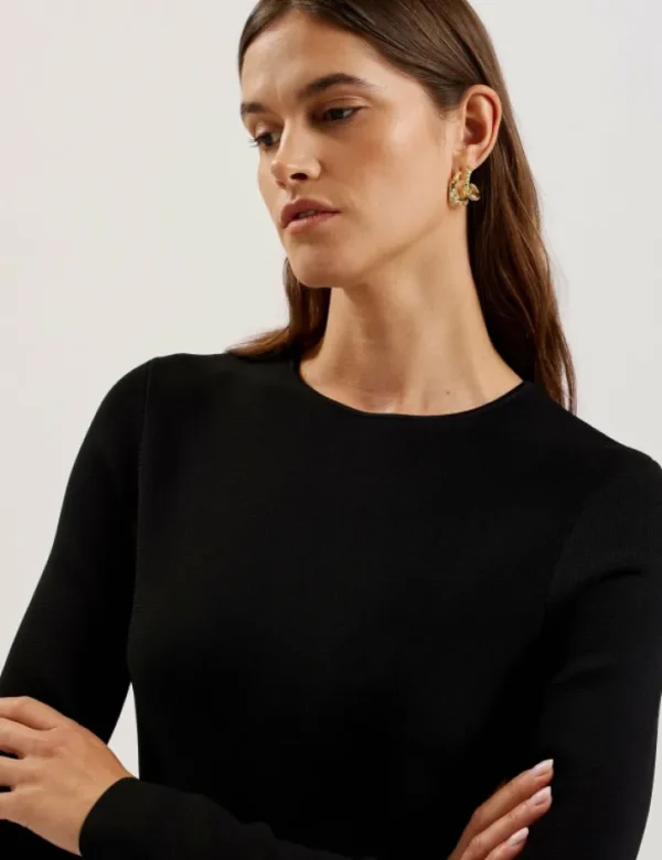 Loisss Flounce Hem Long Sleeve Knitted Mini Dress<Ted Baker Cheap