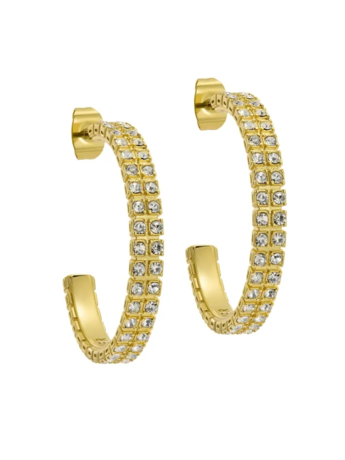 mellia__medium_double_cry_2.webp Mellia Medium Double Crystal Hoop Earrings<Ted Baker Best