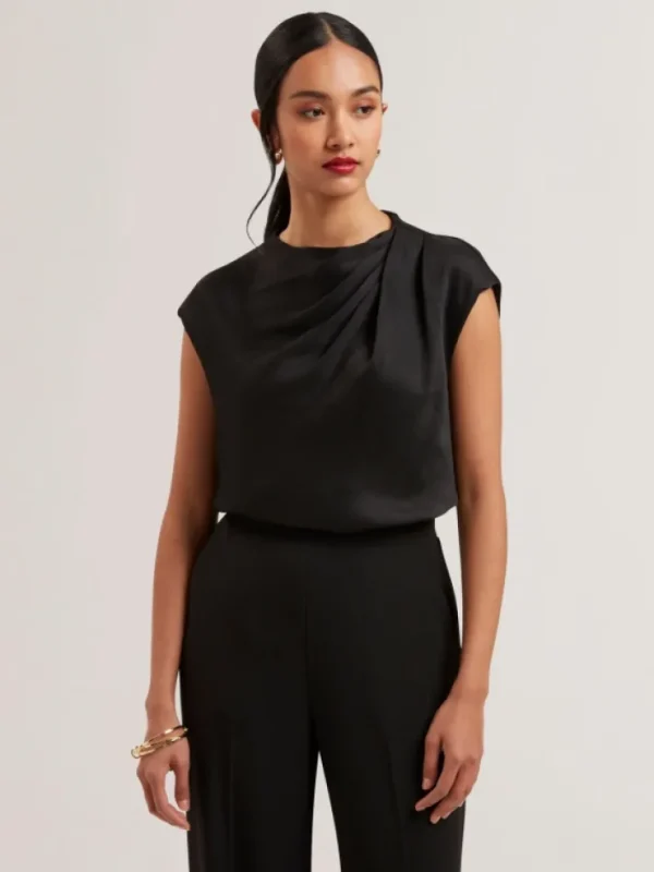 Misrina Drape Neck Detail Satin Top<Ted Baker Online