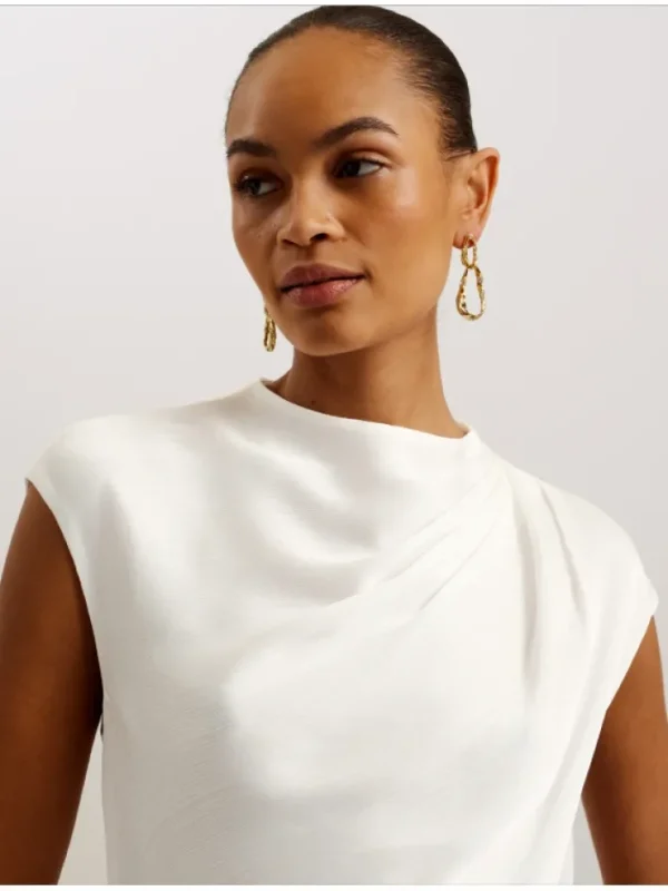 Misrina Drape Neck Detail Satin Top<Ted Baker Best Sale