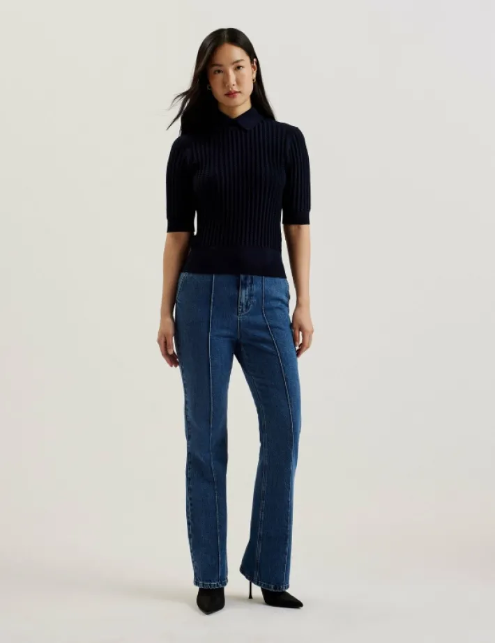 morliee_textured_knit_puf_1.webp Morliee Textured Knit Puffed Short Sleeve Sweater<Ted Baker Hot