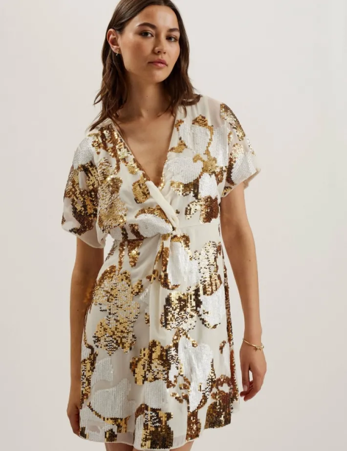 noosh_knot_front_vneck_se_1.webp Noosh Knot Front V-Neck Sequin Mini Dress<Ted Baker Best Sale
