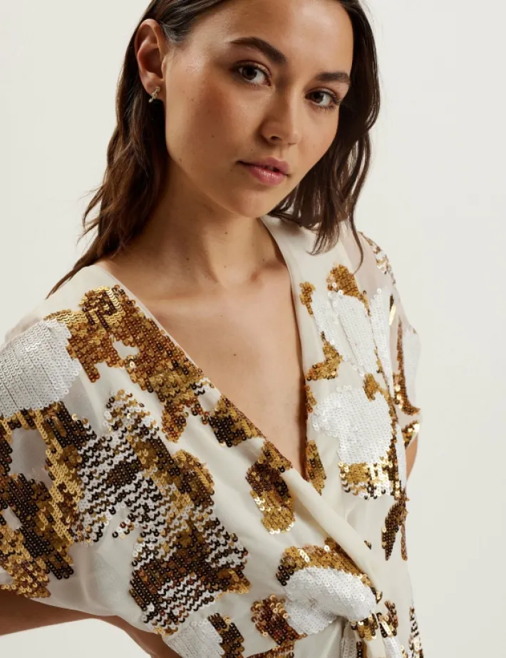 noosh_knot_front_vneck_se_3.webp Noosh Knot Front V-Neck Sequin Mini Dress<Ted Baker Best Sale