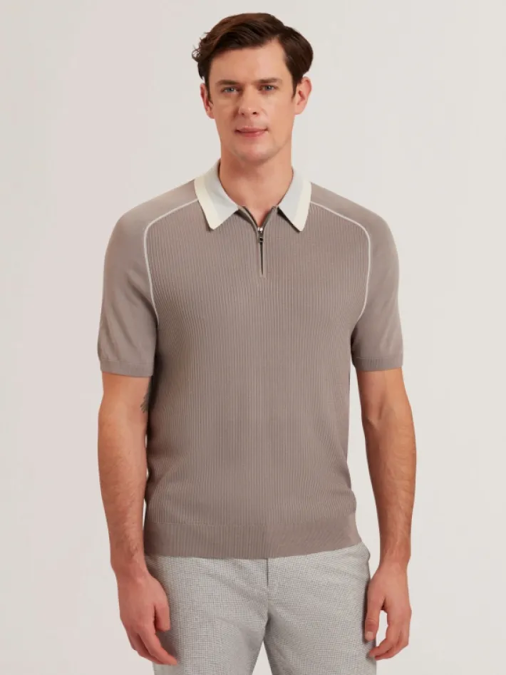 paxto_textured_zip_polo_w_1-1.webp Paxto Textured Zip Polo With Striped Collar<Ted Baker Sale
