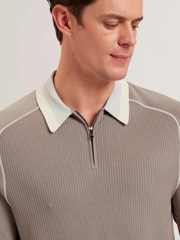 paxto_textured_zip_polo_w_2-1.webp Paxto Textured Zip Polo With Striped Collar<Ted Baker Sale
