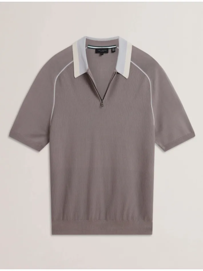 paxto_textured_zip_polo_w_4-1.webp Paxto Textured Zip Polo With Striped Collar<Ted Baker Sale