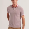 Phenes Textured Cotton Stripe Trim Polo Shirt<Ted Baker Hot