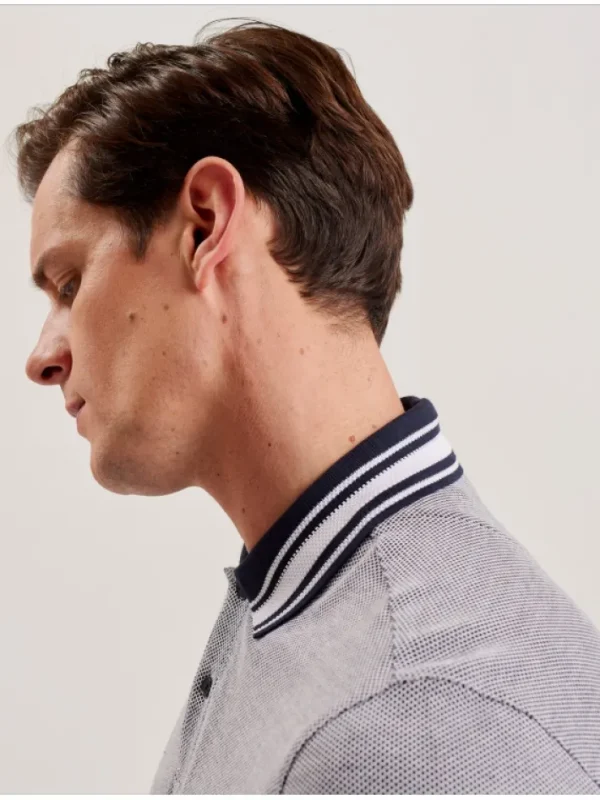 Phenes Textured Cotton Stripe Trim Polo Shirt<Ted Baker Best