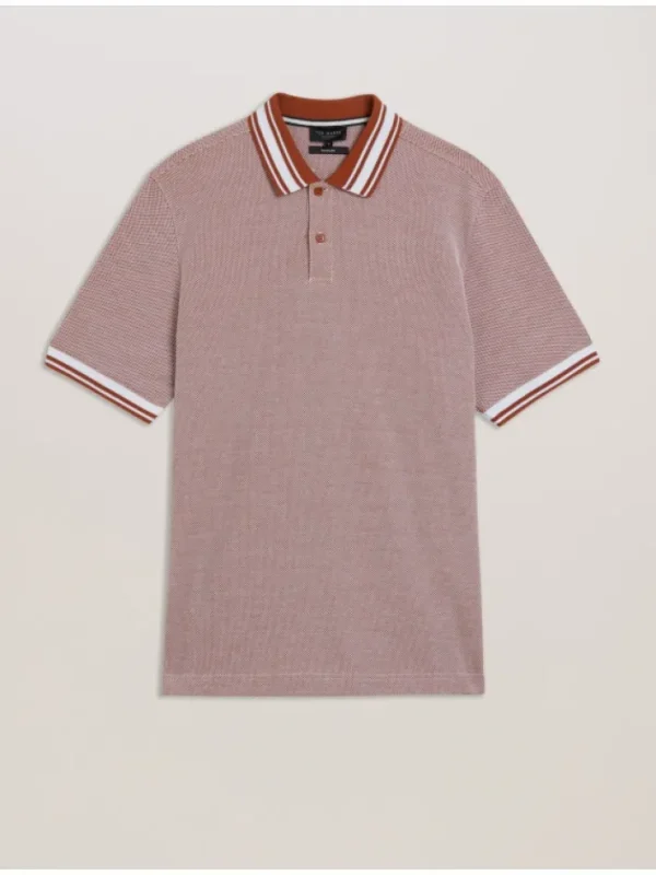 Phenes Textured Cotton Stripe Trim Polo Shirt<Ted Baker Online