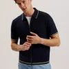 Rojor Short Sleeve Zip Through Textured Front Polo<Ted Baker Hot