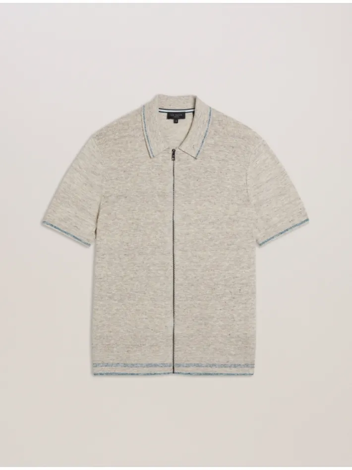 rojor_short_sleeve_zip_th_6-1.webp Rojor Short Sleeve Zip Through Textured Front Polo<Ted Baker Outlet