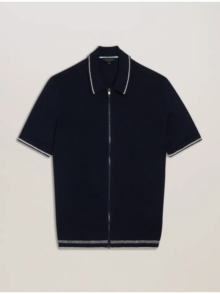 rojor_short_sleeve_zip_th_6.webp Rojor Short Sleeve Zip Through Textured Front Polo<Ted Baker Hot