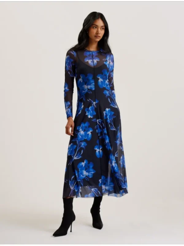 Rozeen Mesh Long Sleeve Printed Dress<Ted Baker Online