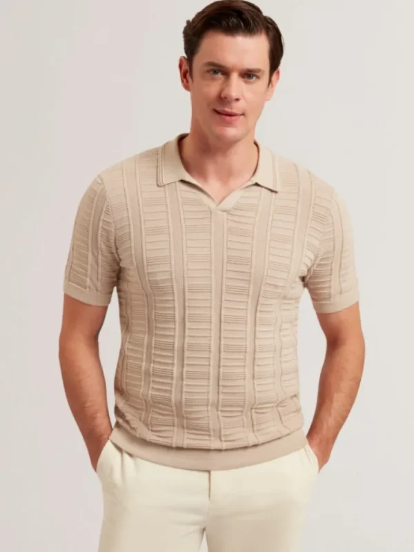 Ruzza Short Sleeve Open Neck Textured Polo<Ted Baker New