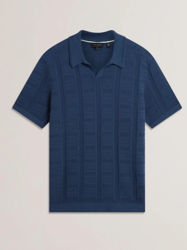 ruzza__short_sleeve_open__4.webp Ruzza Short Sleeve Open Neck Textured Polo<Ted Baker Best Sale