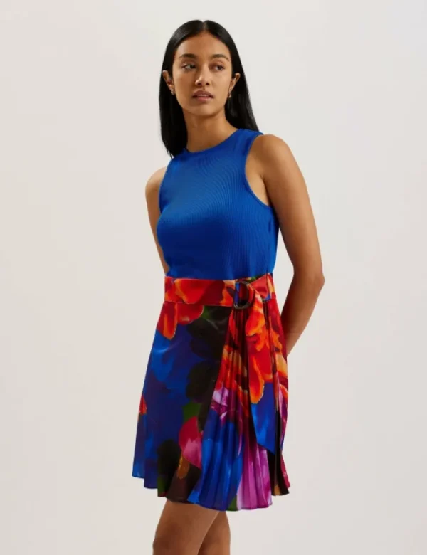 Sandiyy Printed Pleated Mini Dress with Knit Bodice<Ted Baker Hot
