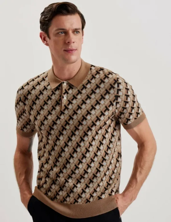 Seferry Interlocking T Jacquard Knitted Polo Shirt<Ted Baker Store