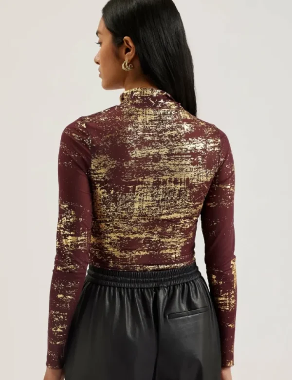 Sofiy Foil Print High Neck Mesh Top<Ted Baker Discount