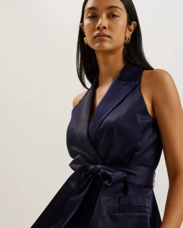 Teeru Tailored Satin Longline Vest with Belt<Ted Baker Store
