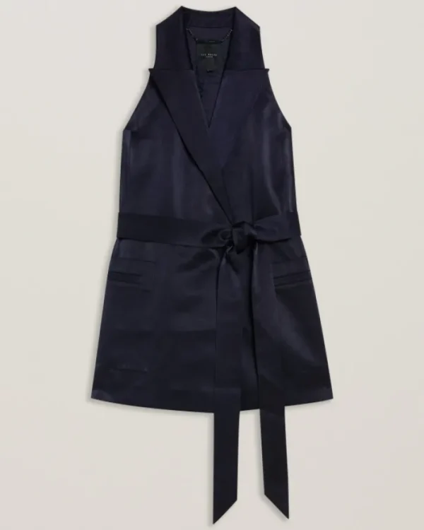 Teeru Tailored Satin Longline Vest with Belt<Ted Baker Store