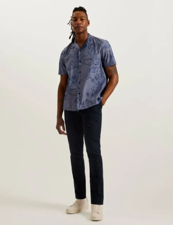 Terroni Short Sleeve Floral Chambray Cotton Shirt<Ted Baker Cheap