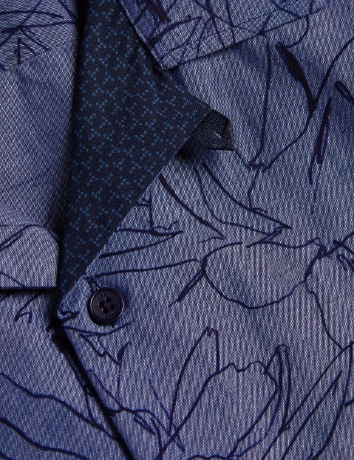 terroni_short_sleeve_flor_5.webp Terroni Short Sleeve Floral Chambray Cotton Shirt<Ted Baker Cheap