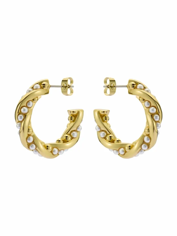 tiyaa__twisted_pearl_hoop_2.webp Tiyaa Twisted Pearl Hoop Earrings<Ted Baker Hot