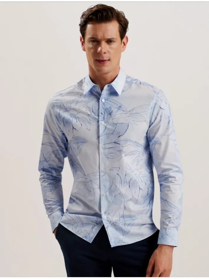walesby_sketched_floral_p_1.webp Walesby Sketched Floral Print Cotton Shirt<Ted Baker Best Sale