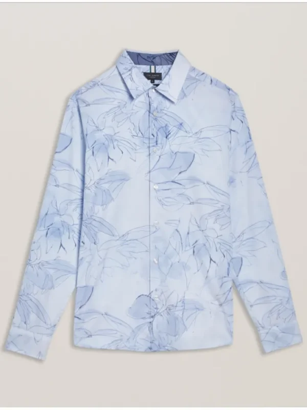 Walesby Sketched Floral Print Cotton Shirt<Ted Baker Best Sale
